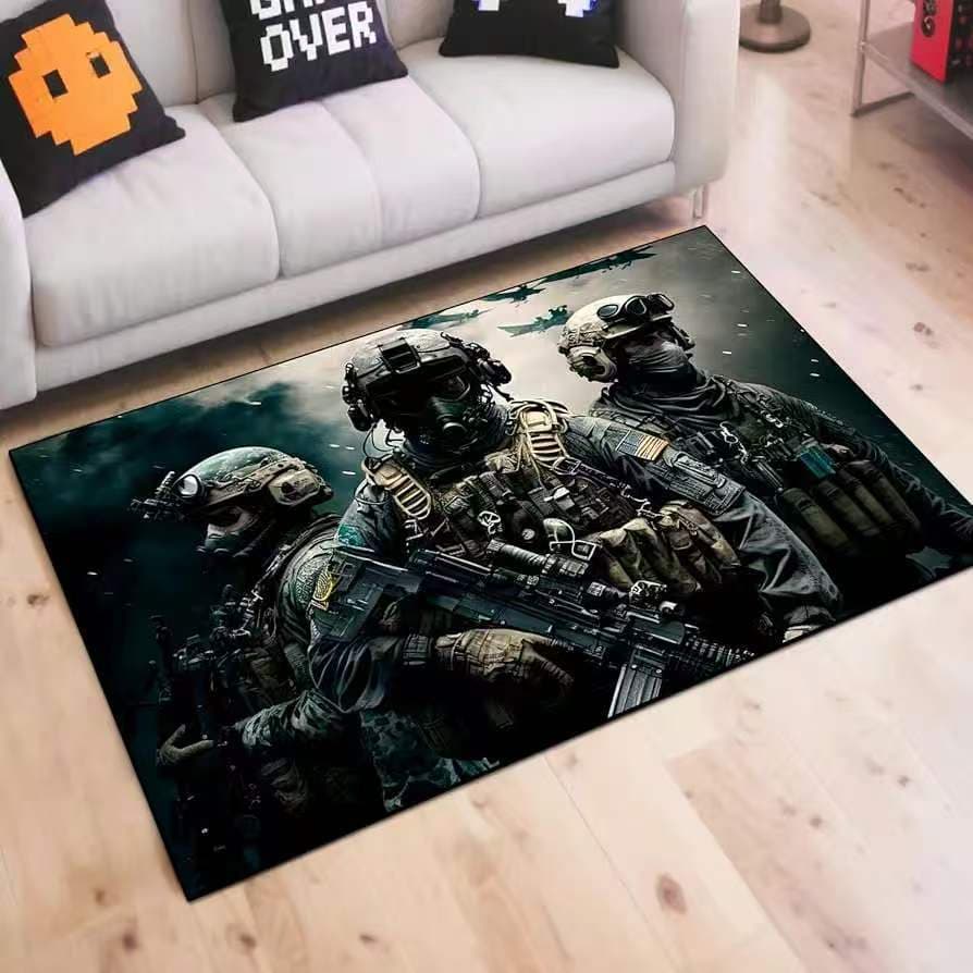 Cross-border Hot Selling Gaming Carpet, Battlefield Style Decorative Floor Mat for Gaming Room, Stain-Resistant, Durable, Easy to Clean, Gaming Area Foot Mat