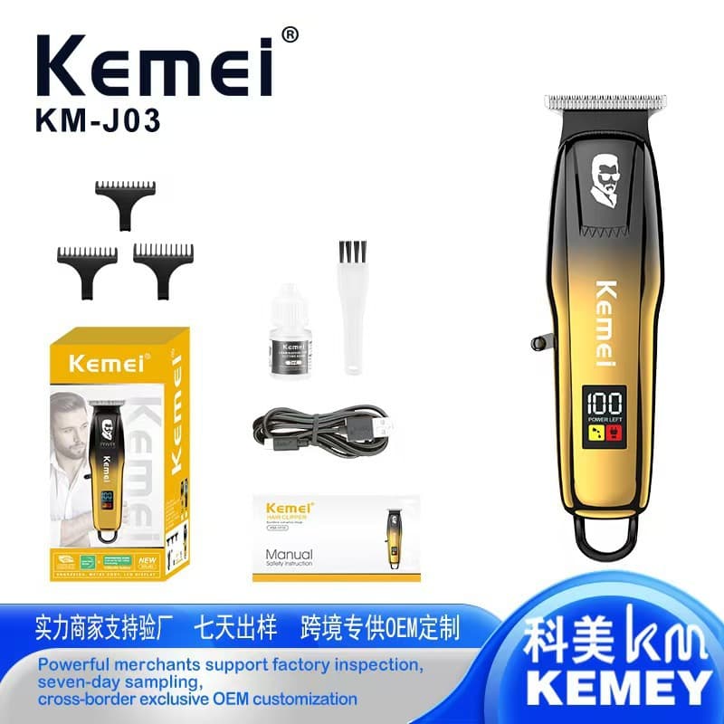 KEIMEI KM-J03 Engraving Hair Clipper Oil Head Push, Cross-border Barber Trimmer Digital Display Electric Clipper for Salon