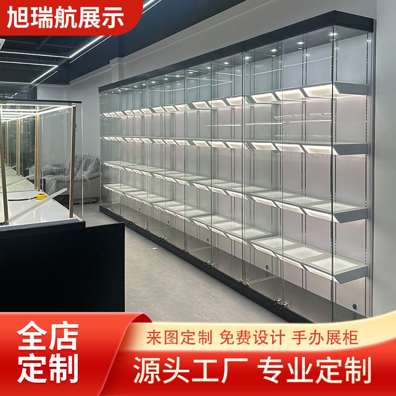 Customized figurine display cabinet, home toy display cabinet, gift display cabinet, wooden and glass multi-layer sample display rack.