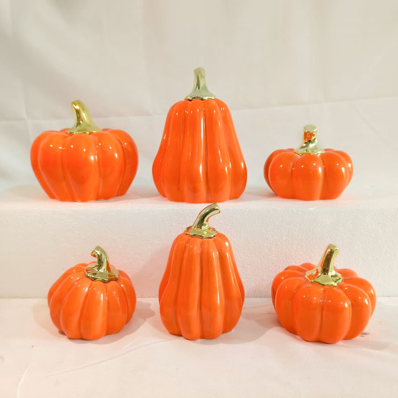 Harvest Festival Thanksgiving Ceramic Pumpkin Tabletop Window Display Photo Prop Decoration Holiday Gift Halloween