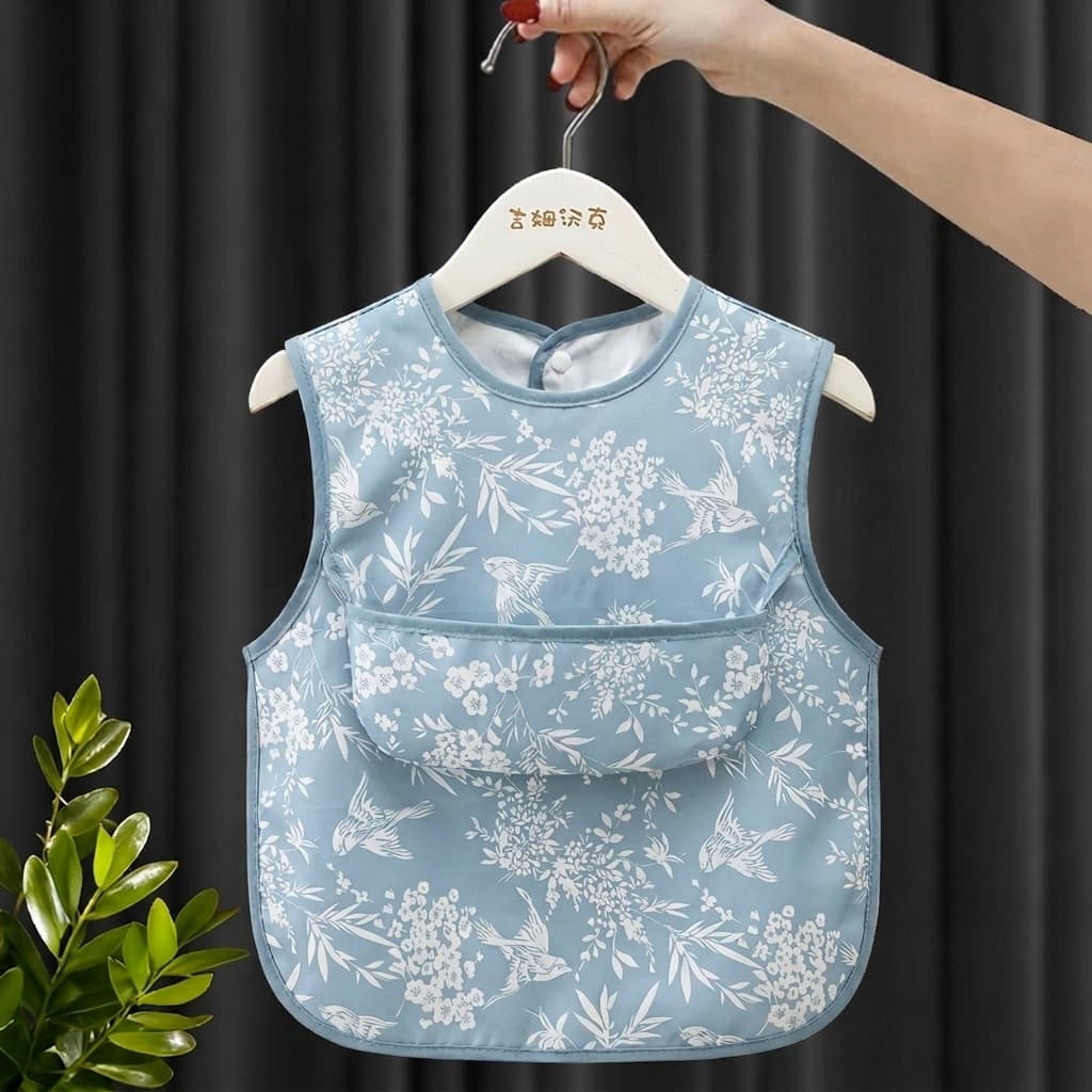 Baby Bib Cover Anti-Chafe Neck Infant Feeding Bib Multifunctional Cartoon Kids Meal Bib Sleeveless Summer Thin Coverall