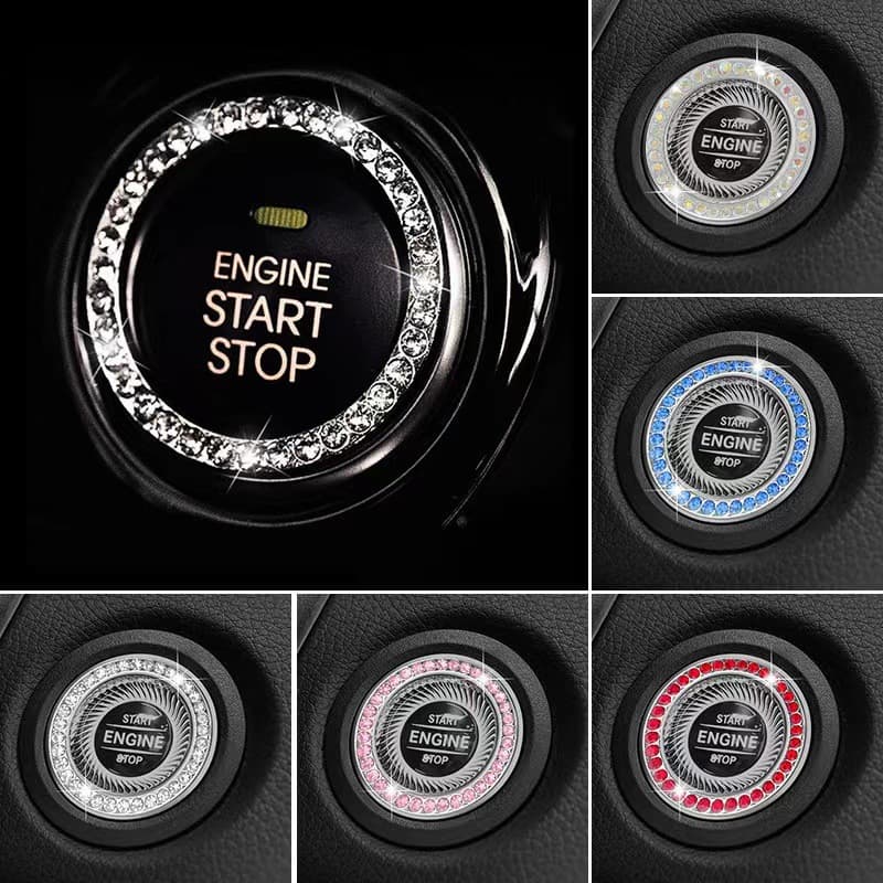 Car One-Key Start Button Decorative Rhinestone Ring Ignition Switch Rhinestone Decorative Ring Diamond-Studded Ring Bagged