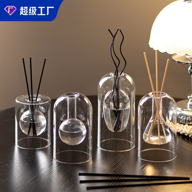 Double-layer Transparent Glass Aromatherapy Bottle Essential Oil Diffuser Home Decoration Cross-border