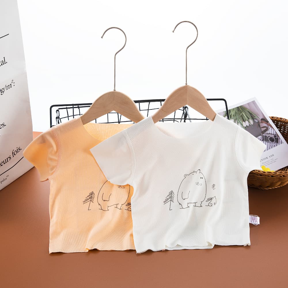 Bone-Free Newborn Short Sleeve Modal Baby Seamless Half Sleeve T-Shirt Infant Ice Silk Top Summer Thin