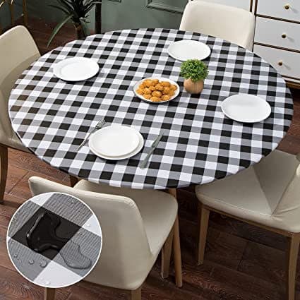 PVC waterproof tablecloth elastic band round picnic print elastic table cover Nordic tablecloth outdoor thickened table cover