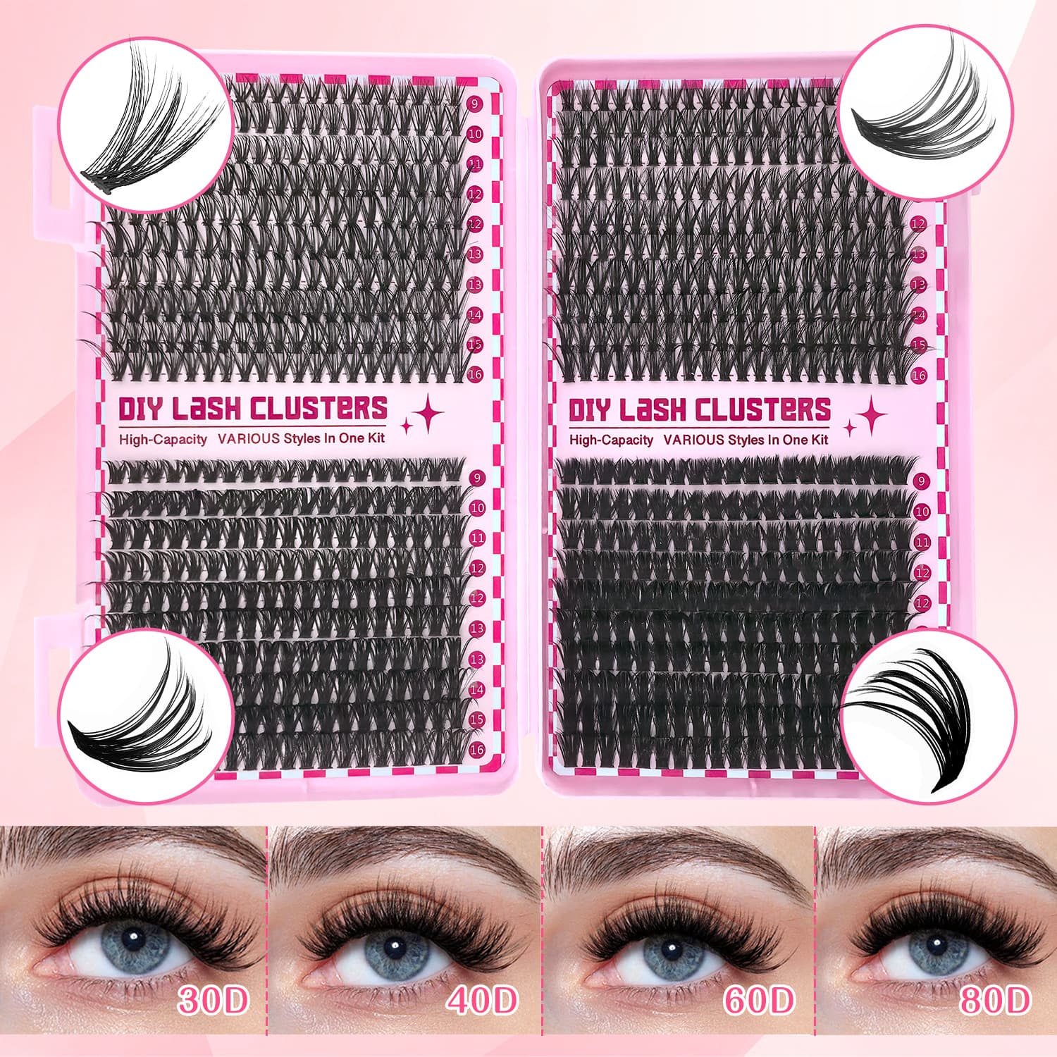 Cross-border popular eyelash book foreign trade large capacity segmented hair 30D/40D/60D/80D mixed false eyelashes