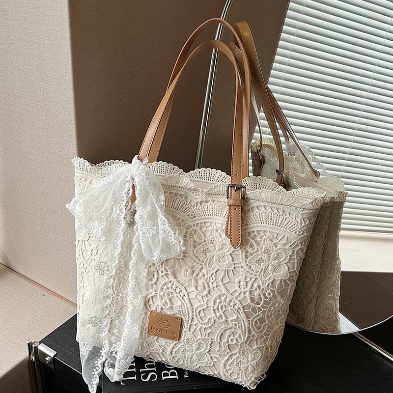 Trendy Korean-style large capacity woven tote bag, new summer hollow-out lazy style single shoulder underarm bag, beach bag
