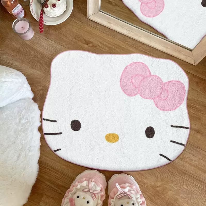 Cross-border Cartoon Hello Kitty Mat, Faux Cashmere, Living Room Bedroom Bedside Insulation Decorative Bathroom Non-slip Foot Mat