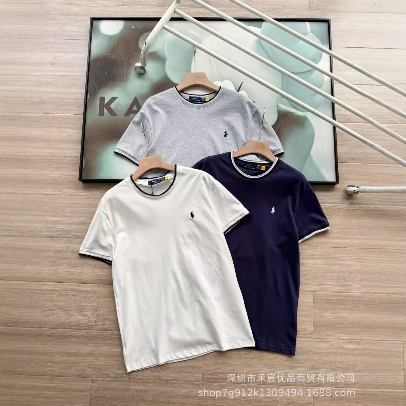 Cross-border RL Raff pony embroidery men's casual T-shirt fashion trend slim round neck short-sleeved men's bottoming shirt