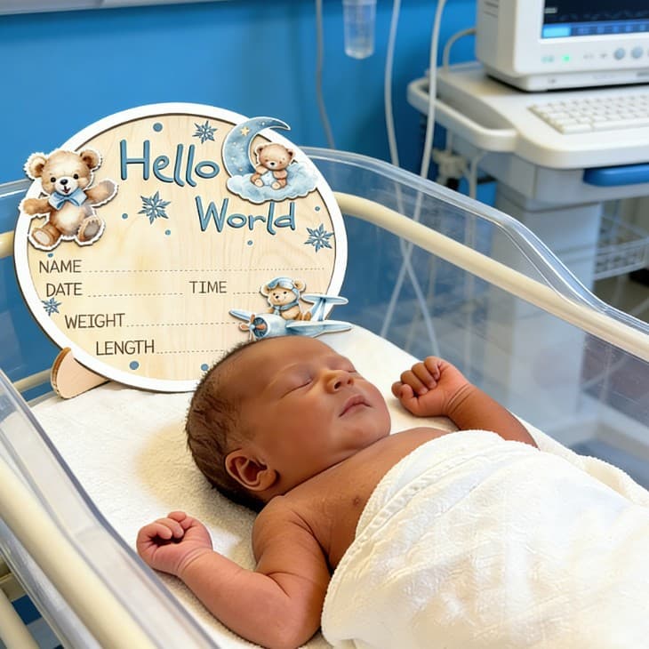 Cross-border Baby Shower Hello World Newborn Sign Teddy Bear Baby Growth Souvenir for Mom