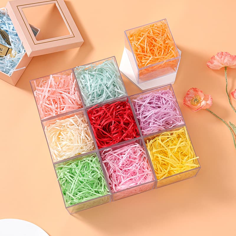 Raffia paper shreds for candy boxes, creative gift box decoration filler, customizable width raffia