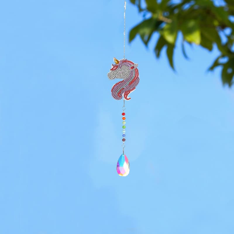 5D DIY Diamond Painting Landscape Unicorn Pattern Wind Chime Craft Acrylic Double-Sided Diamond Art