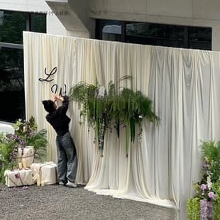 ~Champagne Milk Silk Wedding Stretch Fabric Korean Cream Style Ceiling Hanging Cloth Wedding Gauze Curtain Background Decorative Fabric