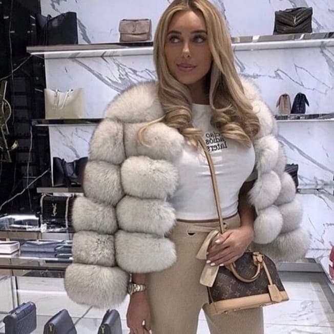 Cross-border fur European and American hot selling imitation fox fur imitation fur coat women's short long sleeve fur artificial fur outer