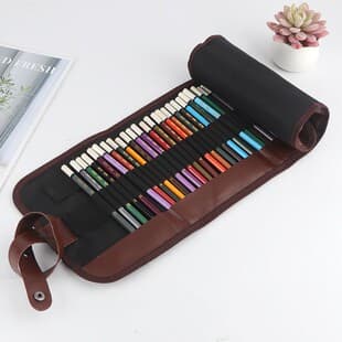 In Stock 36/48 Hole Roll-Up Pencil Case Canvas Pencil Bag Sketch Color Pencil Bag Student Art Professional Pencil Roll Wholesale