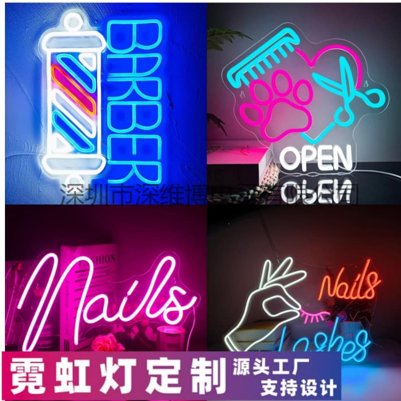 Amazon LED shape neon light barber shop luminous letter light decoration neon billboard custom