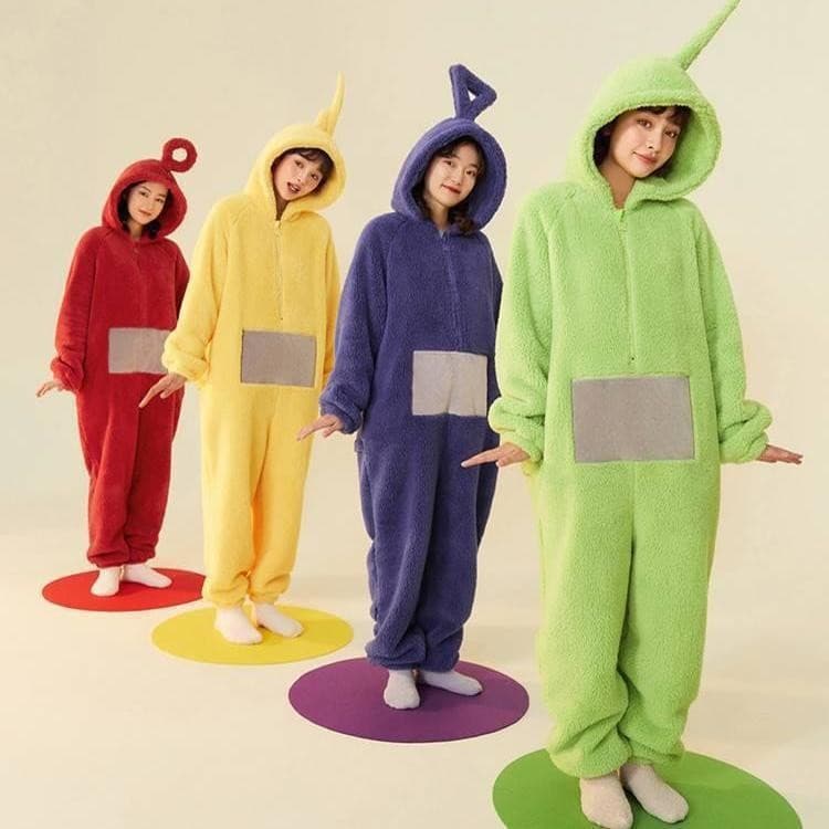 Cross-border Amazon New Coral Fleece Unisex Teletubbies Cartoon Onesie Pajamas Couple Thick Homewear