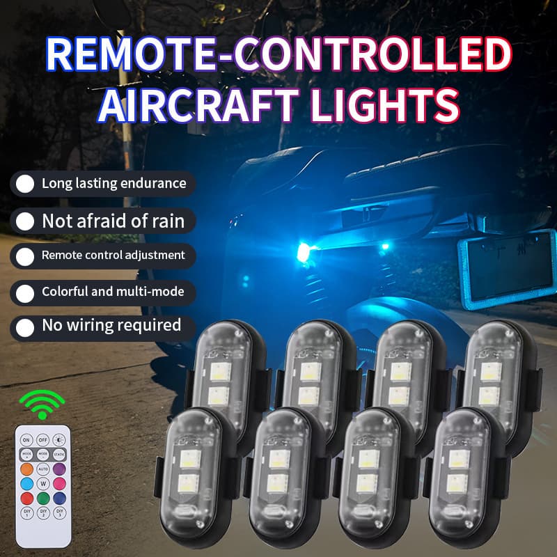 Wireless Remote Control Aircraft Light, Car Strobe Light, Motorcycle Warning Light, RGB LED Navigation Light, USB Charging, Waterproof