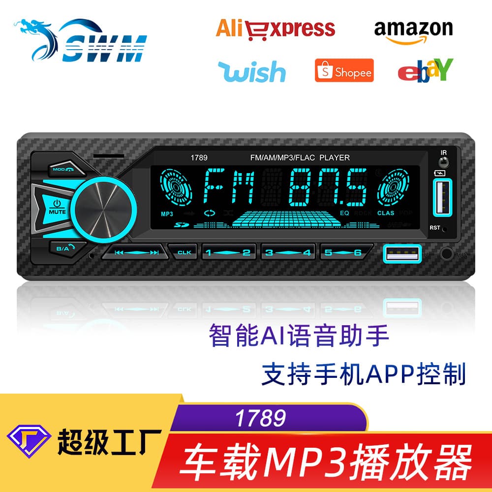 New Cross-Border Car MP3 Player Card U Disk Car Radio FM Bluetooth Lossless Sound Amplifier