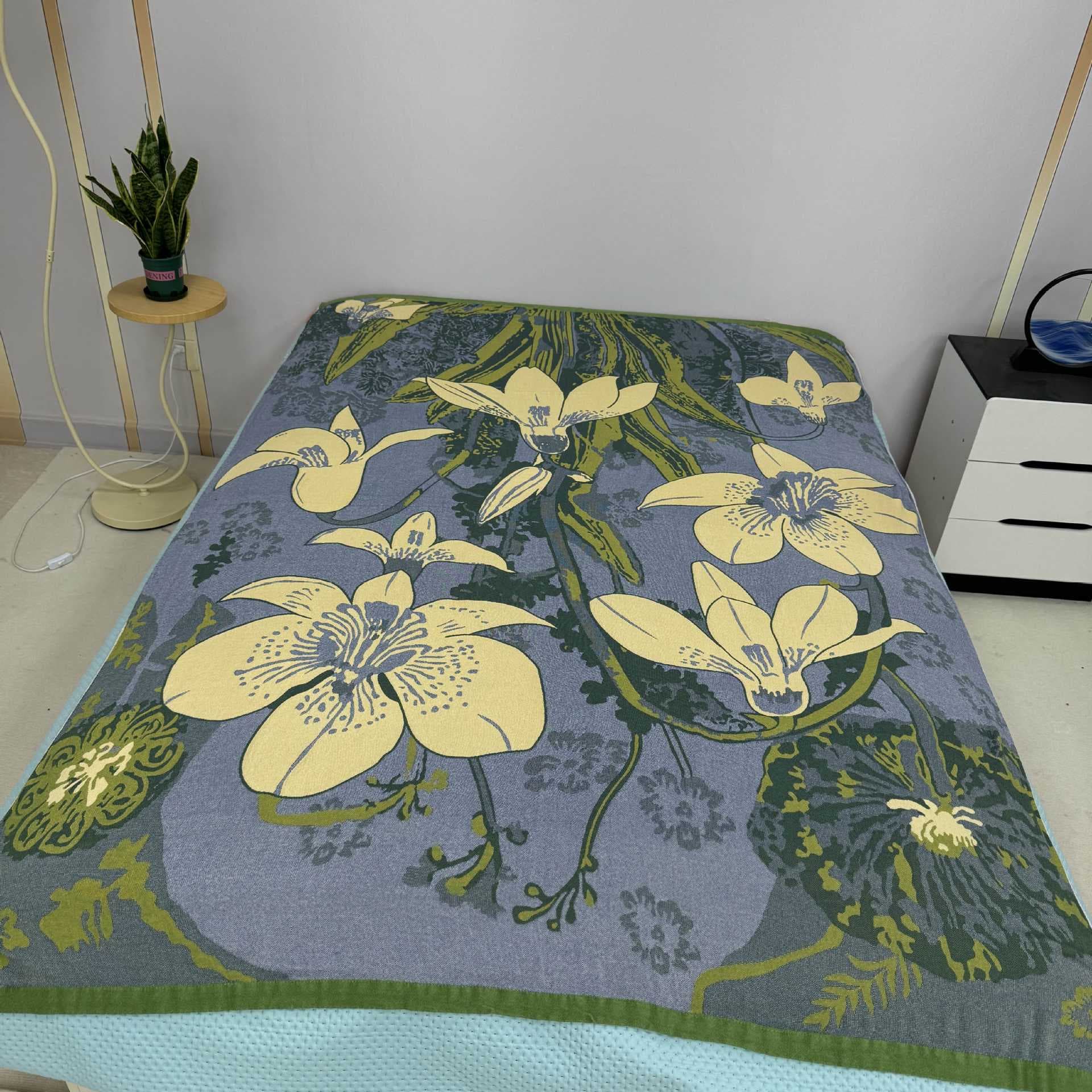 Green Grove 150*200cm Summer Bamboo Cotton Cooling Blanket, Summer Quilt, Soft, Sweat-absorbent, Breathable, Non-stick