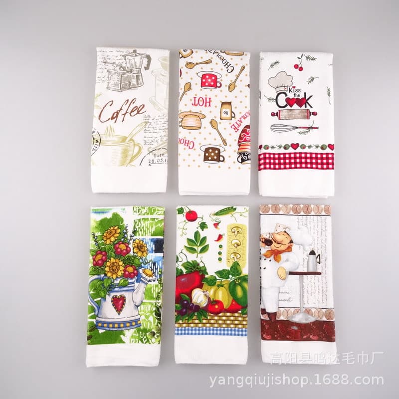 Export Kitchen Towel, Absorbent Tea Towel, Floral and Plant Decorative Napkin Pattern Processing, Multiple Designs Available
