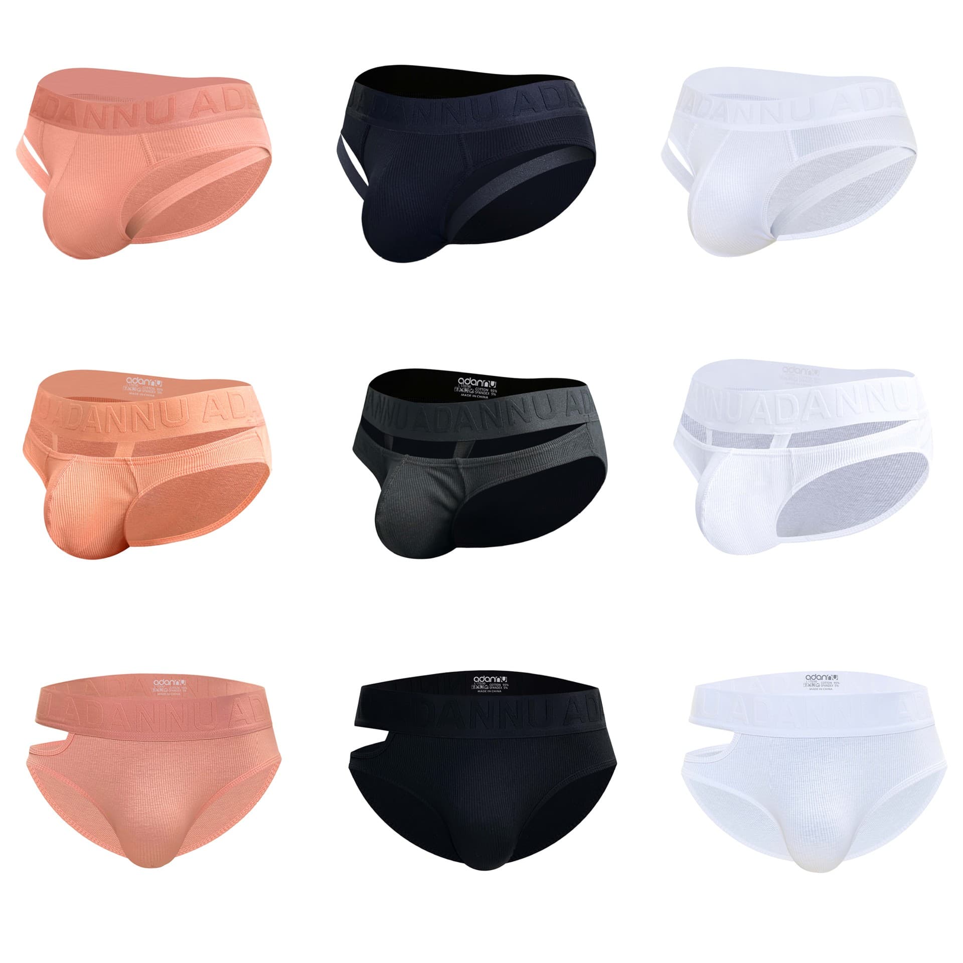 ADANNU New Men's Underwear Hollow Waistband Sexy Breathable Men's Triangle Briefs Low Waist Youth Style