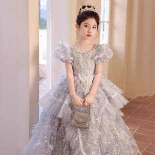 Girl's Evening Dress Host Birthday Flower Girl Princess Dress Children's Light Luxury High-End Piano Performance Costume