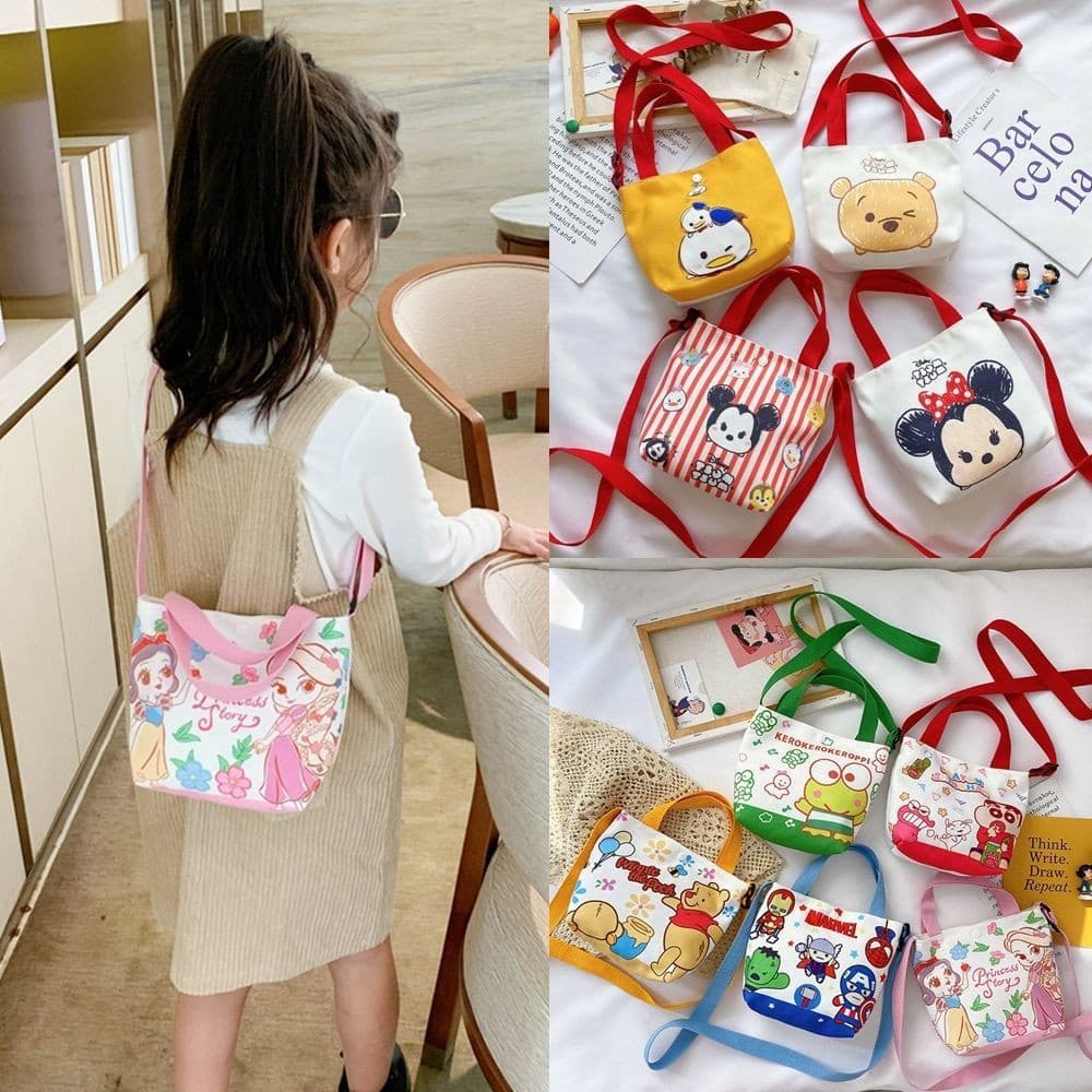 Wholesale Children's Bags Boys and Girls Korean Style Shoulder Bag All-match Cartoon Canvas Bag Beautiful Explosive Casual Hand Bag Small Bag