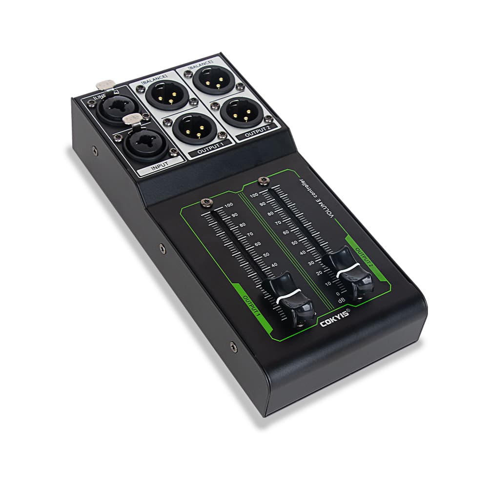Passive Volume Controller Lossless Mixer Volume Control XLR 1-in 2-out Splitter Fader Control
