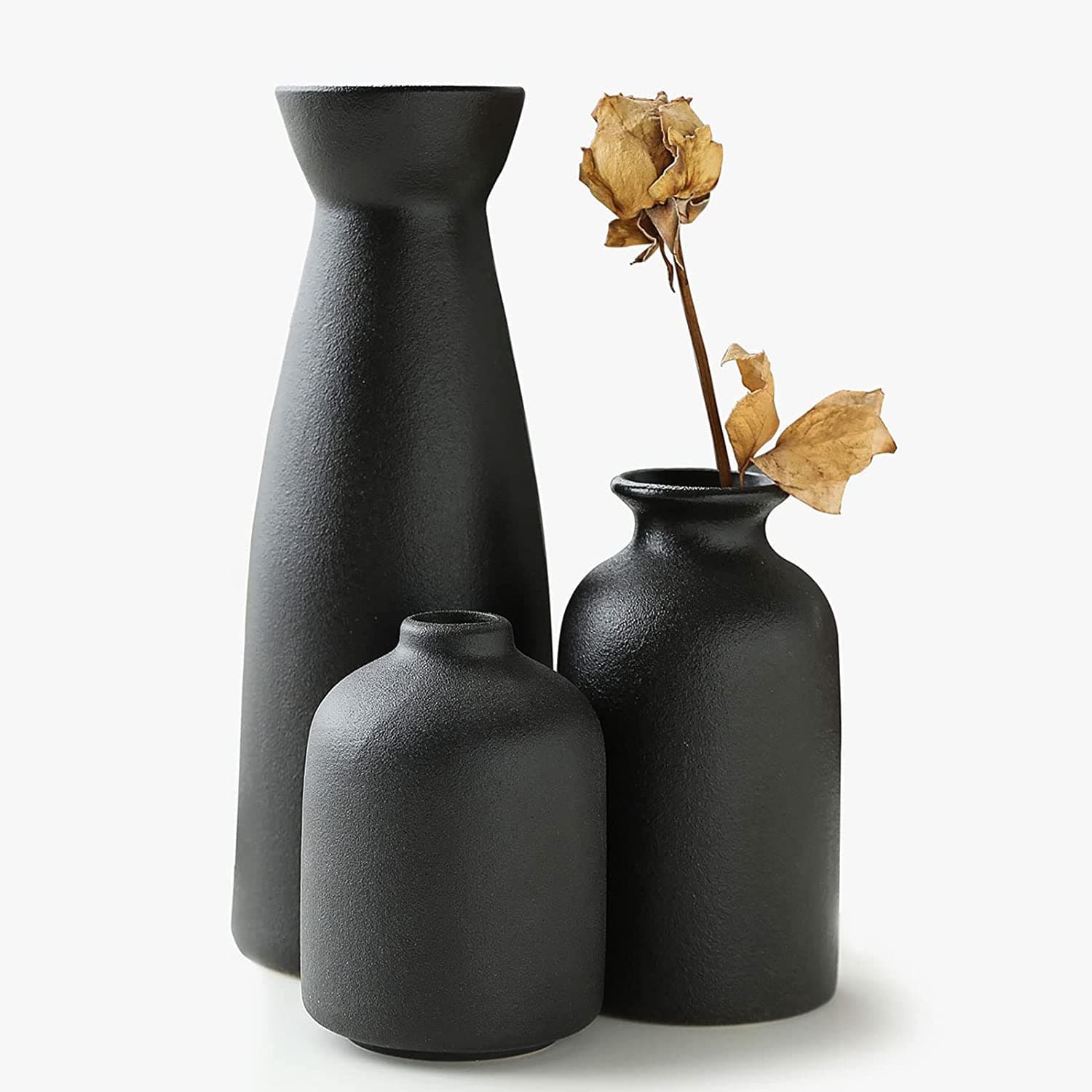Ceramic Vase Set Decorative Home Living Room Flower Arrangement Modern Vases 3-Piece White Vase Ornament Display