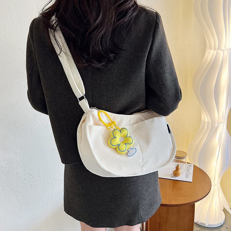 Trendy Dumpling Bag Fashionable Korean Corduroy Casual Bag 2023 New Crossbody Bag Women Large Capacity
