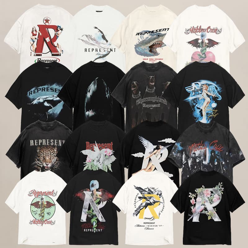 REPRESENT REP Doberman washed and aged American fashion brand vintage retro shark short-sleeved t-shirt for men