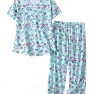 2025 Women's Summer Short Sleeve Set Knitted Cotton Homewear Set Plus Size Ladies Pajamas Drop Shipping