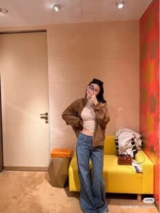 25 Nanyou LV-style full print flared jeans men/women autumn new Japanese straight slight flare classic drape light luxury style