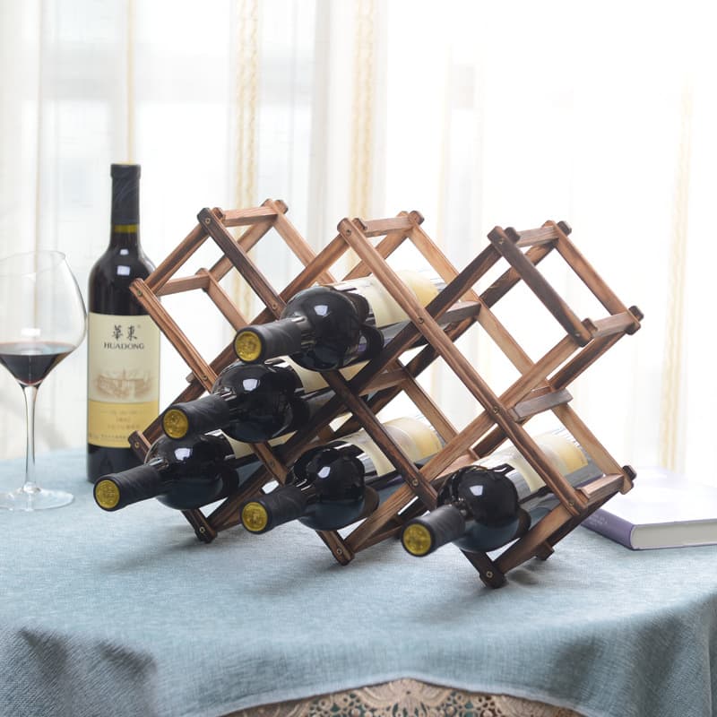 Cross-border Hot-selling Foldable Wine Rack Living Room Desktop Display Wooden Wine Stand