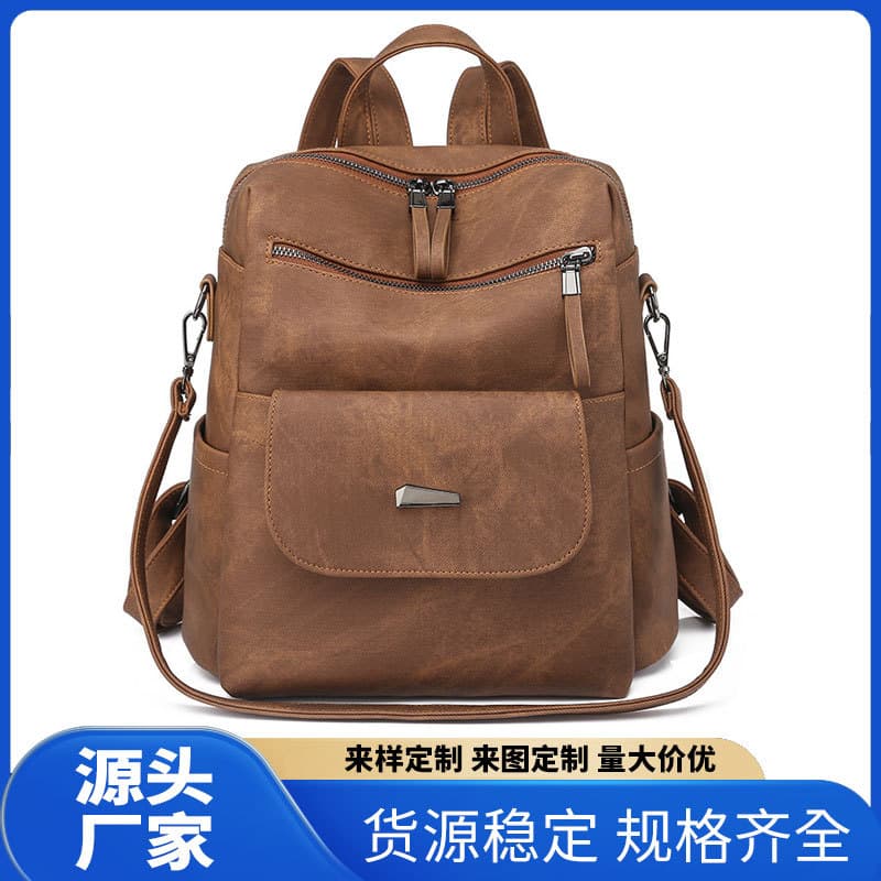 Cross-border Backpack for Women, Korean Style Large Capacity Ladies Backpack, PU Leather Women's Bag