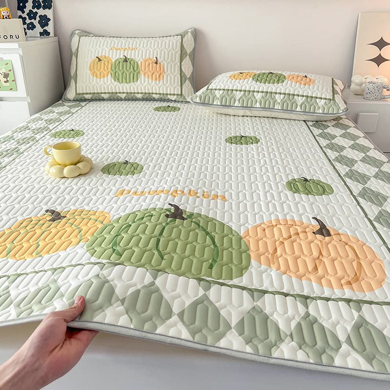 2025 New Latex Cooling Mat 3-Piece Set, Machine Washable, Single Bed Dorm, Ice Silk Cool Feel Mat, Air Conditioning Mat, Summer