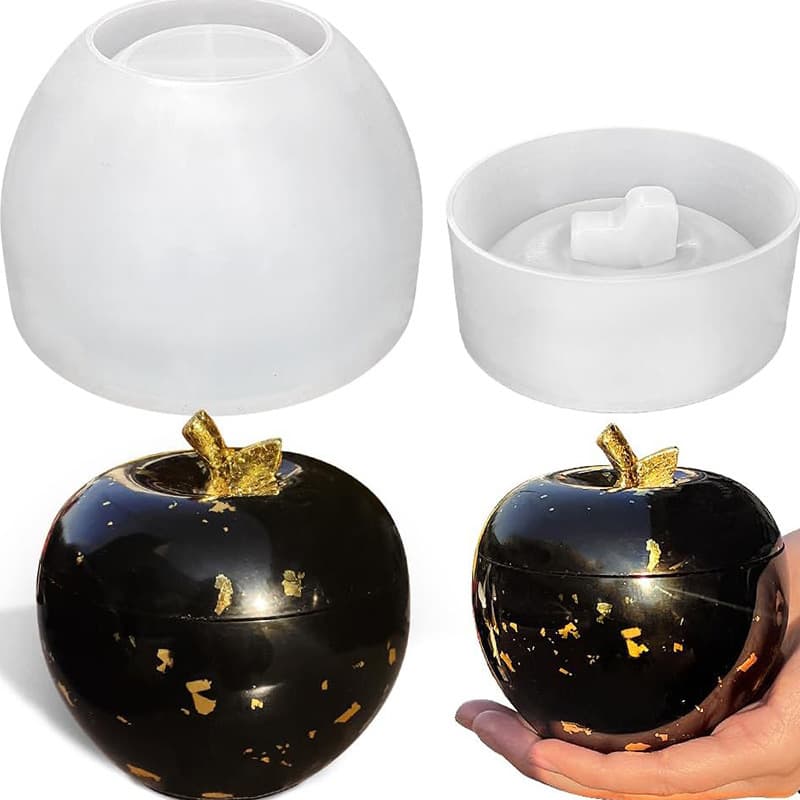 Round Apple Storage Jar Silicone Mold DIY Epoxy Resin Candy Container Home Decoration Storage Box