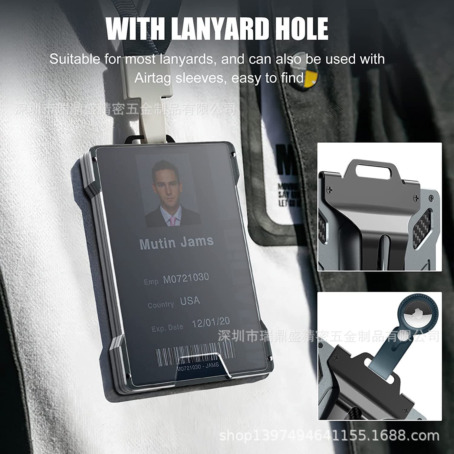 Factory direct supply of ultra-thin aluminum wallets for men with transparent windows and lanyards. A new and popular item on Amazon.