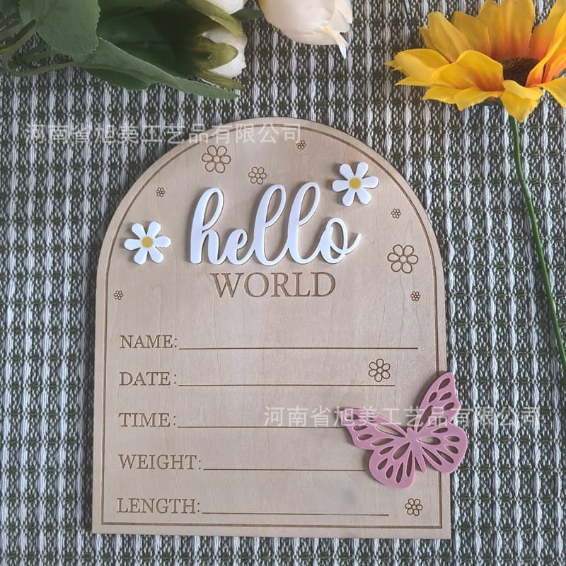 Cross-Border New Product Baby Announcement Board Newborn Queue DIY Home Decoration Wooden Sign Family Nursery Decoration