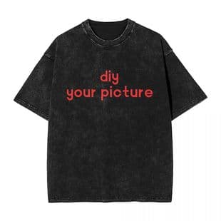 DIY Your Picture Washed T Shirt Streetwear Hip Hop Casual T-