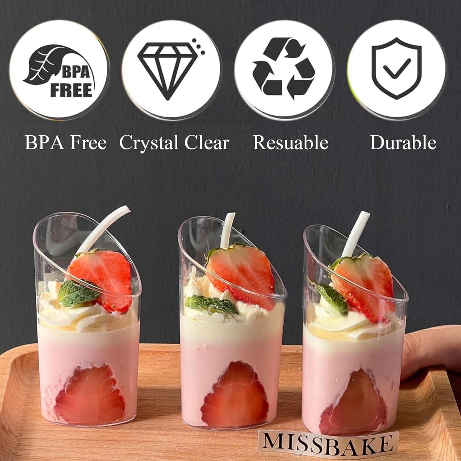 70ml Beveled Edge Round Transparent Yogurt Cup Suitable for Birthday Parties, Plastic Jelly Pudding Cup, Disposable Mousse Cup