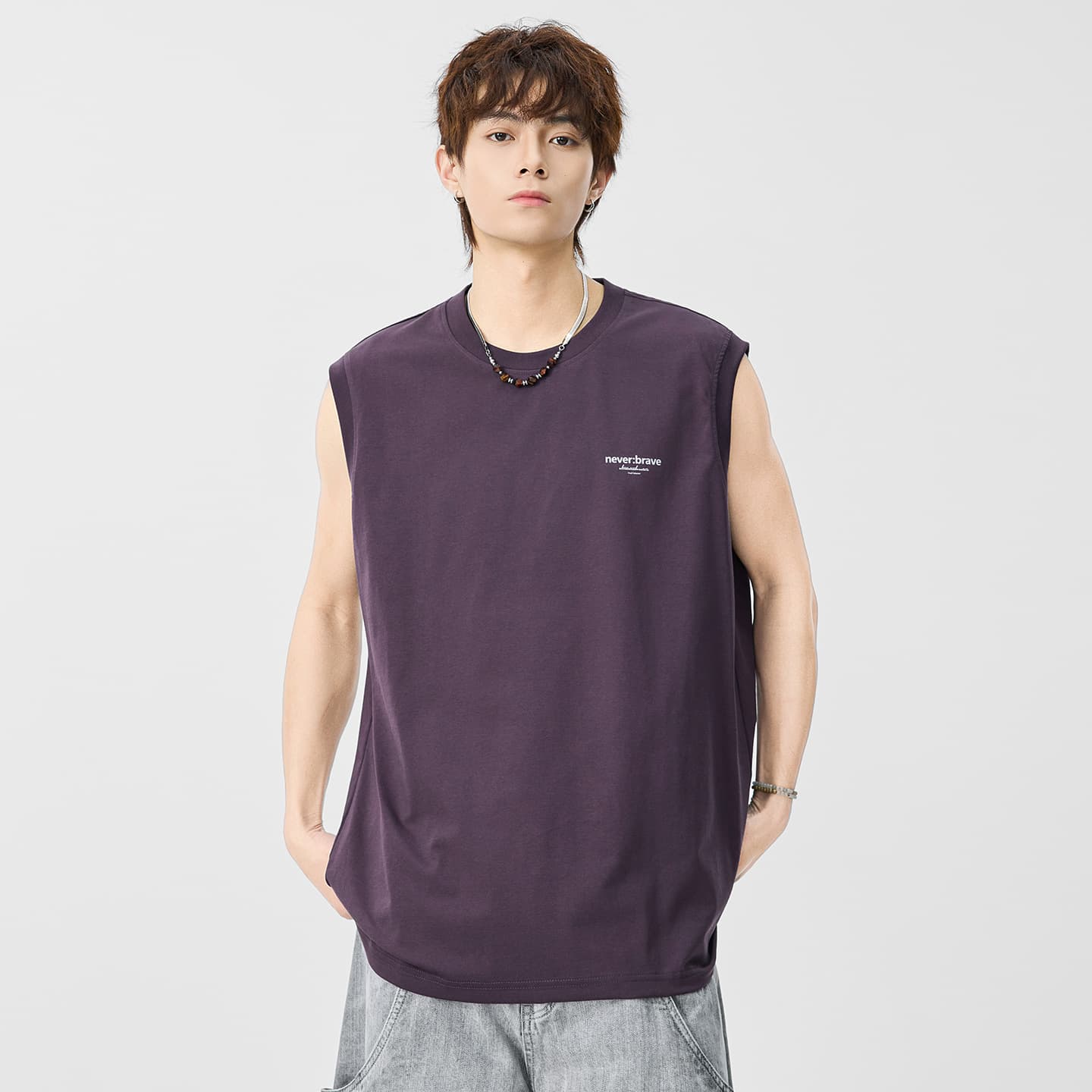 Summer Letter Print Sleeveless Vest Men Loose Round Neck Sports Casual Tank Top Multiple Colors Available