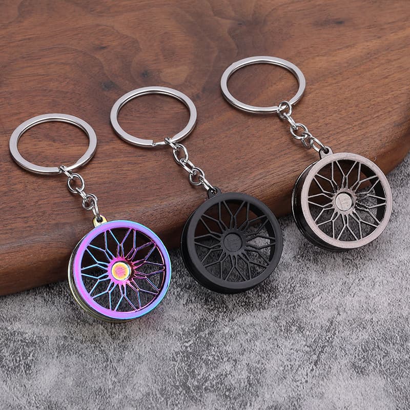 Factory Direct Cross-Border Car Modification Accessories Small Gifts Men's Metal Wheel Pendant Wholesale Wheel Keychain