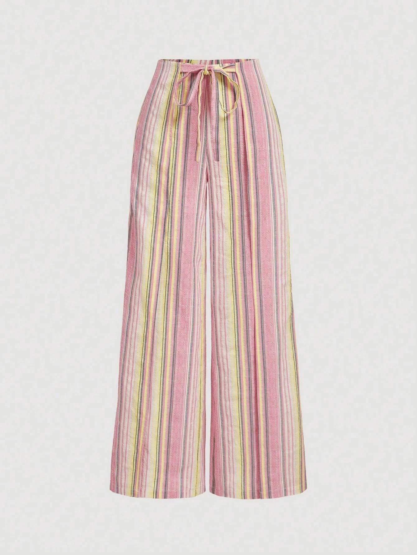 2025 Spring/Summer Cross-border Women's Fashion for Amazon and Wish New Loose Striped Print Casual Pants for Women