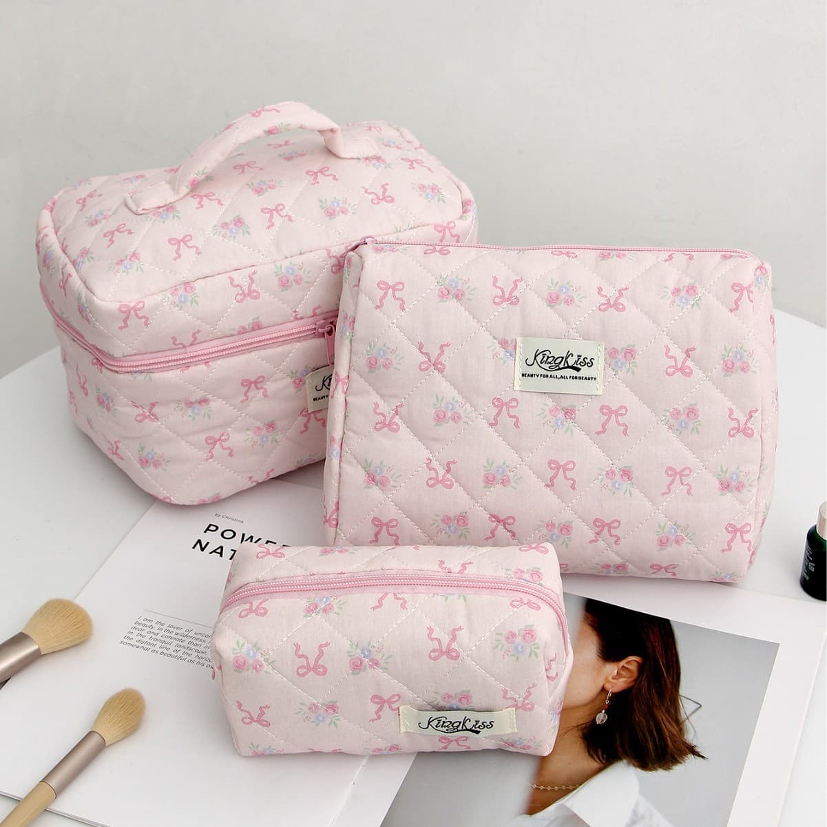 Cross-border Cotton Cloth Bag Large Capacity Storage Cosmetic Bag Women Toiletry Bag Travel Portable Octagonal Bag Shipped from Yiwu Warehouse