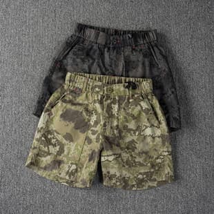 Mountain Hiking Vintage High-End Washed Camo Cargo Shorts Men's Quarter-Length Trendy New Pants