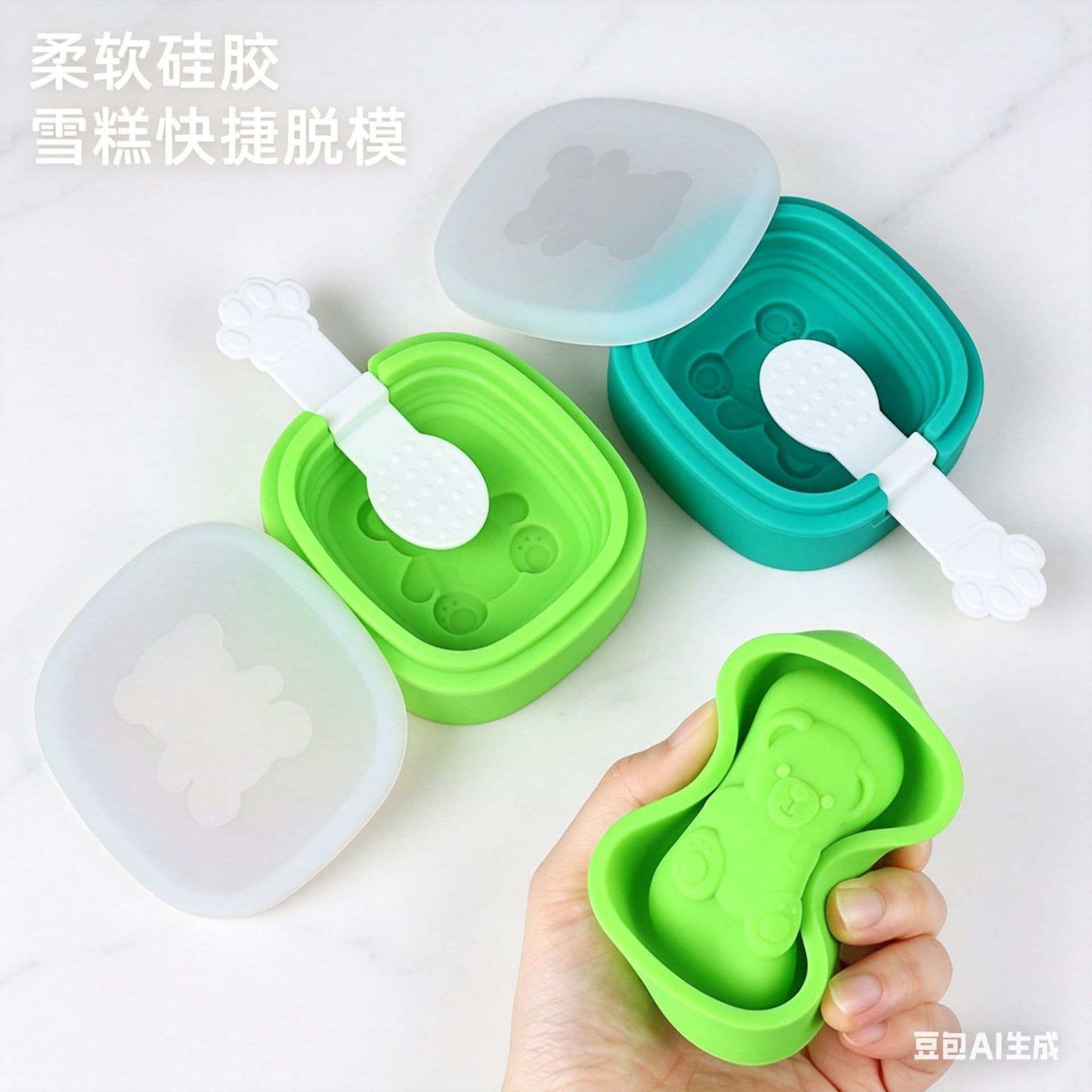 Silicone ice cream mold bear shape DIY household ice cream mold baby food supplement production mold manufacturer ready stock
