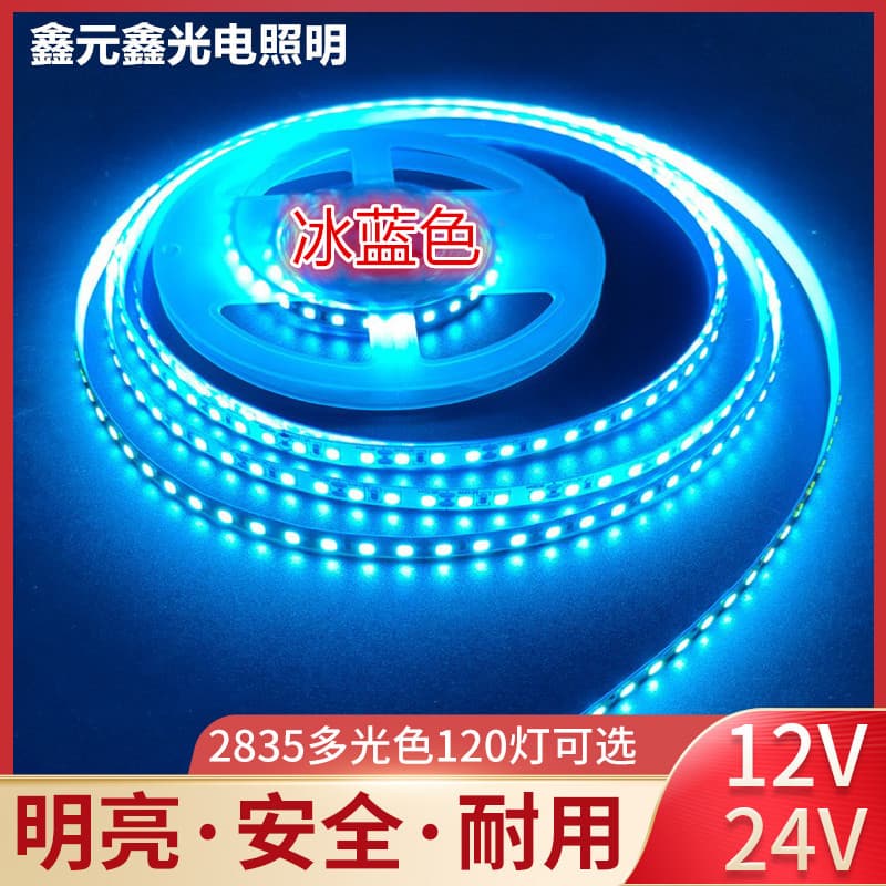 LED Flexible Strip Light 12V Colorful SMD Tape Light 8mm Width Indoor High Brightness 24V 120 LEDs/m Ice Blue 2835 LED Strip