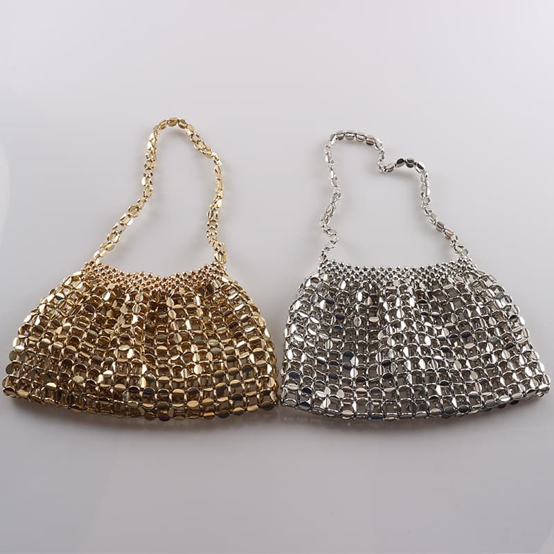 2024 piece bag hand-beaded bead bag CCB hollow portable sequin bag golden lentil handmade women's bag